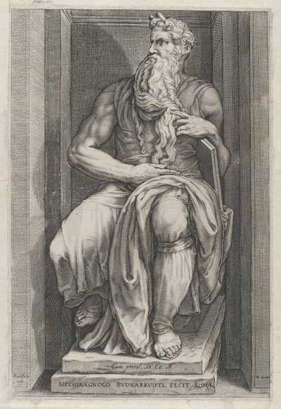 Speculum Romanae Magnificentiae: Moses nach der Skulptur von Michelangelo, 16. Jahrhundert von Jacob Matham