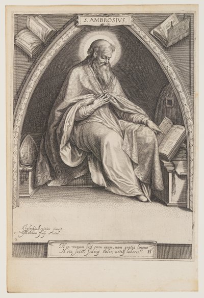 Der heilige Ambrosius, aus Die Kirchenväter von Jacob Matham