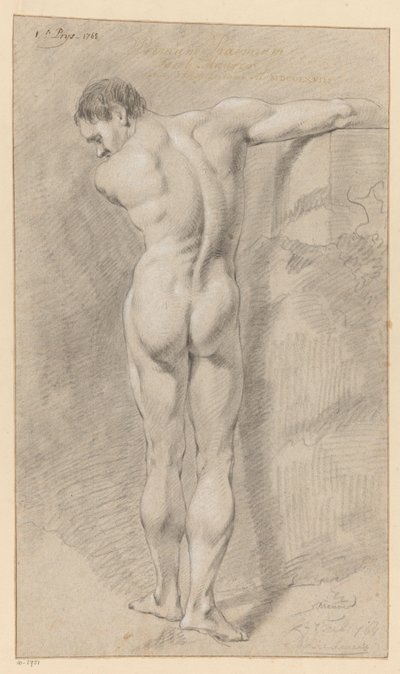 Stehender männlicher Akt, von hinten gesehen (1. Preis 1768) von Jacob Maurer