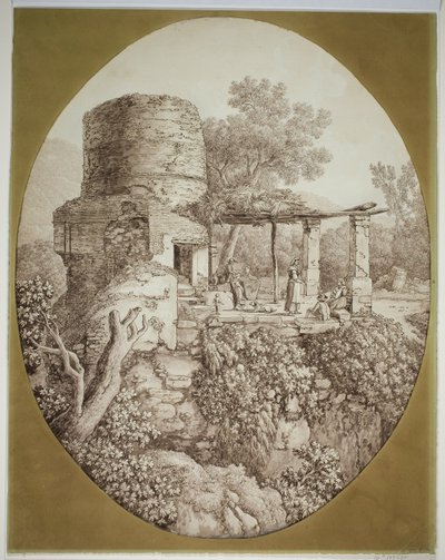 Gruppe von Menschen auf einer Terrasse von Jacob Philipp Hackert
