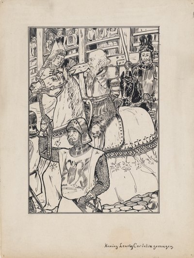 Entwurf einer Illustration für King Lear von Shakespeare: König Lear und Cordelia gefangen von Jacob Pieter van den Bosch