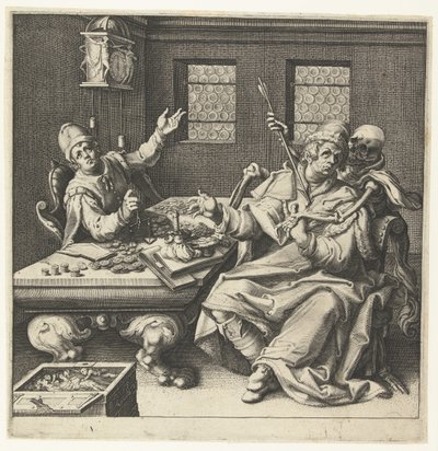 Die Geldwechsler und der Tod von Jacob de Gheyn (II) (workshop of)