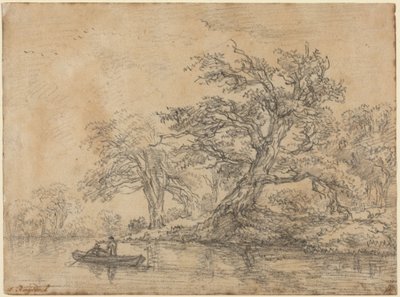 Alte Bäume entlang eines Ufers von Jacob van Ruisdael