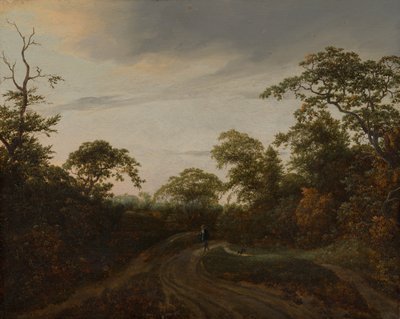 Weg durch eine bewaldete Landschaft in der Dämmerung von Jacob van Ruisdael