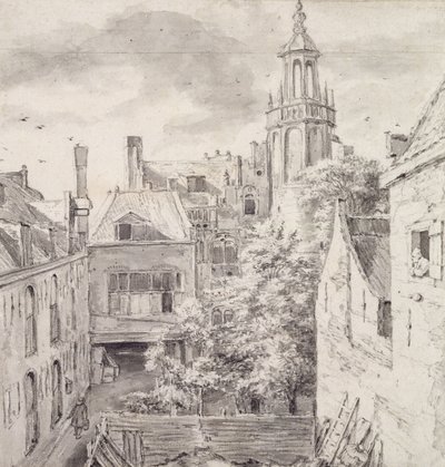 Ansicht des Hofes des Hauses der Bogenschützen der St. Sebastian Gilde am Singel in Amsterdam von Jacob van Ruisdael