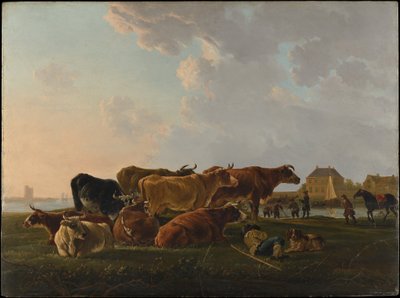 Landschaft mit Vieh von Jacob van Strij