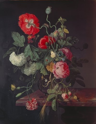 Blumen in einer Glasvase von Jacob van Walscapelle