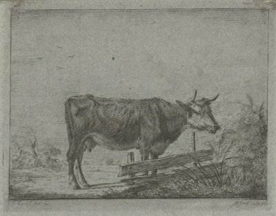 Kuh, stehend am Zaun von Jacobus Cornelis Gaal