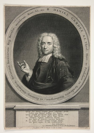 Porträt von Daniel Gerdes, nach J.M. Quinkhart von Jacobus Houbraken
