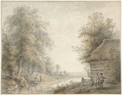 Bauernscheune an einem Kanal am Waldrand von Jacobus Versteegen