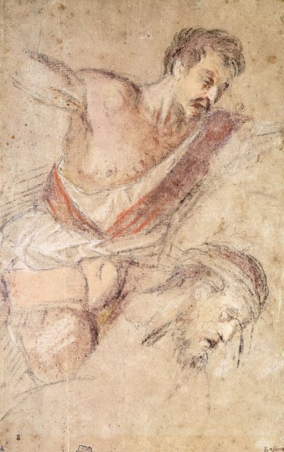 Studien für eine Geißelung: Ein Mann peitscht und der Kopf Christi von Jacopo Bassano