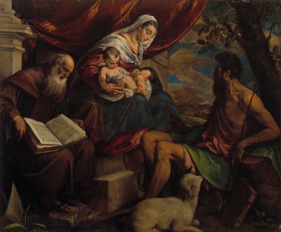 Jungfrau und Kind mit Johannes dem Täufer und dem Heiligen Antonius dem Abt von Jacopo Bassano il vecchio