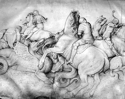 Kampf gegen Drachen, ca. 1450 von Jacopo Bellini