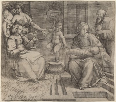 Heilige Familie mit der heiligen Elisabeth und dem kleinen Johannes dem Täufer von Jacopo Francia