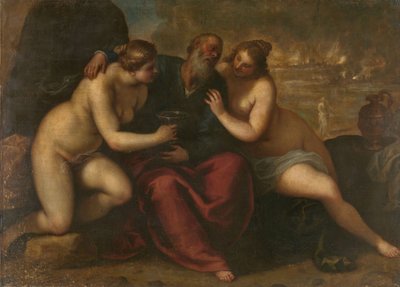 Lot und seine Töchter von Jacopo Il Giovane Palma