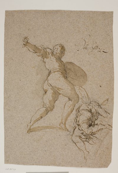 Springender Krieger und ein fliegender Engel von hinten gesehen von Jacopo Palma