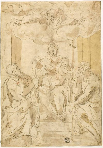 Jungfrau und Kind mit den Heiligen Thomas und Johannes dem Täufer (recto); Schlafende Venus (verso) von Jacopo Palma il Giovane
