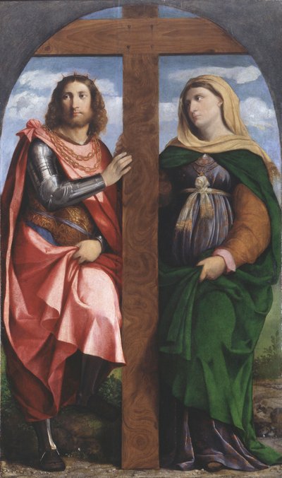 Erhöhung des Kreuzes. Heilige Konstantin der Große und Helena, 1520-1522 von Jacopo Palma il Vecchio the Elder
