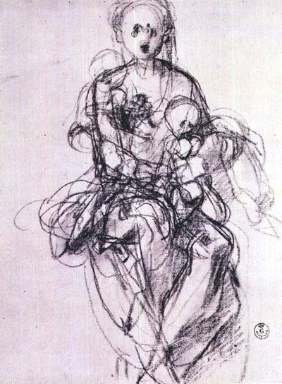 Studie einer Madonna mit Kind von Jacopo Pontormo