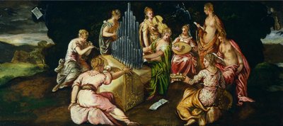 Wettstreit zwischen Musen und Pieriden, von Jacopo Robusti genannt Tintoretto (1519-1594) von Jacopo Robusti Tintoretto
