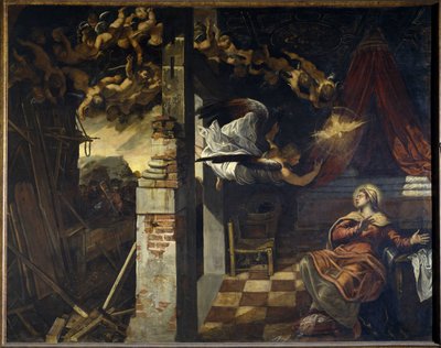 Die Verkündigung. Gemälde von Jacopo Robusti genannt Le Tintoret (Il Tintoretto) (1518-1594) von Jacopo Robusti Tintoretto
