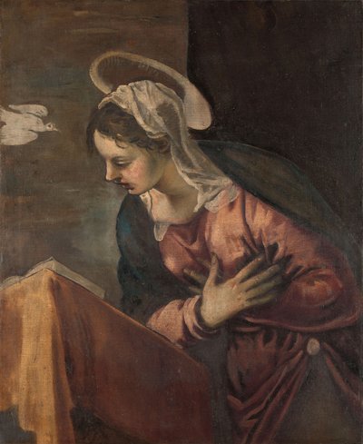 Jungfrau aus der Verkündigung an die Jungfrau, 1560-85 von Jacopo Robusti Tintoretto