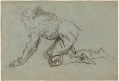 Ein kniender Mann mit einem Stab von Jacopo Tintoretto