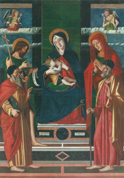 Pala di Jacopo da Valenza: Madonna mit Kind und den Heiligen Joseph, Johannes der Täufer, Joachim und Anna von Jacopo da Valenza
