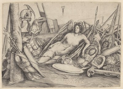 Sieg ruht zwischen Kriegstrophäen von Jacopo de
