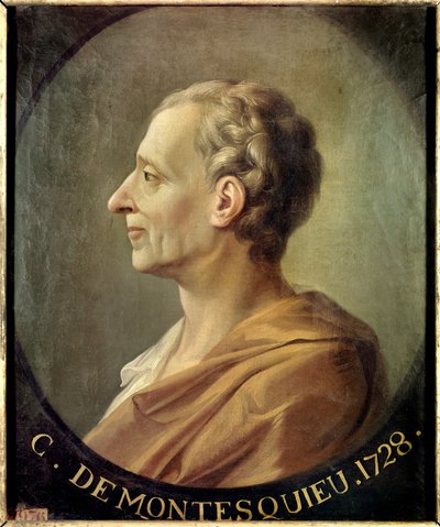 Porträt des französischen Philosophen und politischen Denkers Charles de Secondat, Baron de Montesquieu von Jacques Antoine (after) Dassier