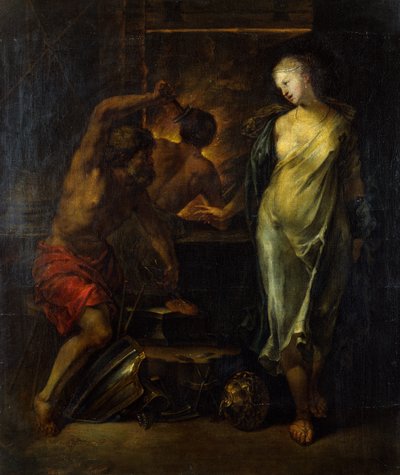 Vulkan schmiedet die Rüstung von Achilles, überwacht von Thetis von Jacques Blanchard