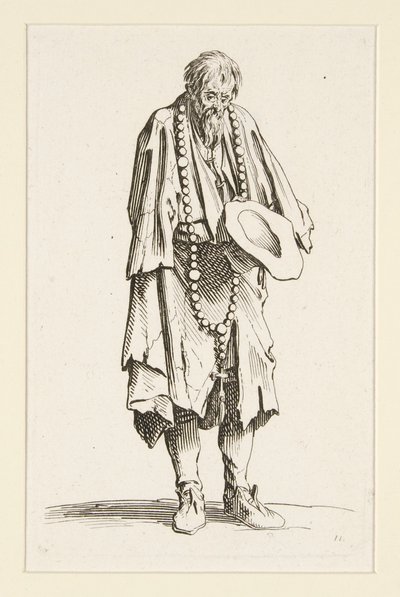 Bettler mit einem Rosenkranz, aus Die Bettler (Le mendiant au rosaire) von Jacques Callot