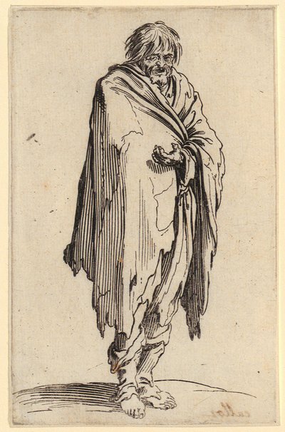 Bettler mit nackten Füßen, Blatt 12 der Folge "Die Bettler" von Jacques Callot