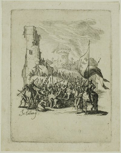 Christus trägt das Kreuz, aus Die Kleine Passion von Jacques Callot