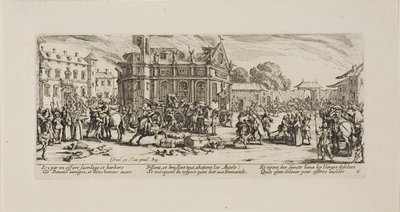 Zerstörung eines Klosters, Platte sechs aus Die Elendigkeiten des Krieges von Jacques Callot