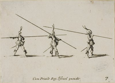 Übung mit dem Musket, Tafel sieben aus Die Militärübungen von Jacques Callot