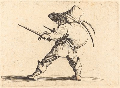 Duellant mit Schwert und Dolch von Jacques Callot