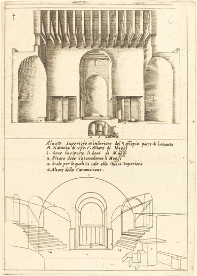 Aufriss der Kirche der Heiligen Krippe von Jacques Callot