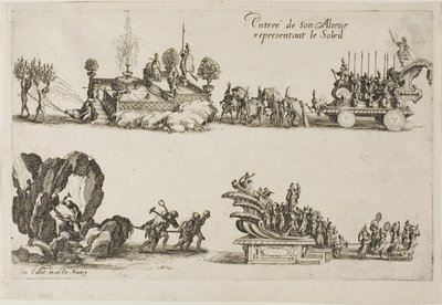 Einzug Seiner Hoheit, die Sonne darstellend, aus Der Kampf an der Barriere von Jacques Callot