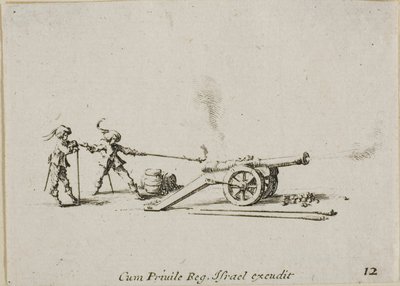 Kanonenfeuer, Platte zwölf aus Die militärischen Übungen von Jacques Callot