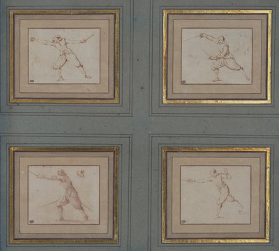 Vier Studien eines Fechters, 1766-69 von Jacques Callot