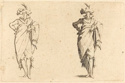 Herr von vorne gesehen mit Hand an der Hüfte, ca. 1622 von Jacques Callot