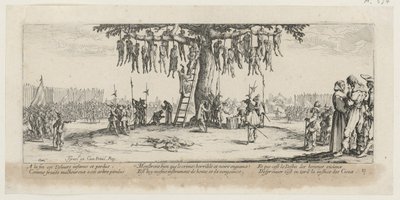 Hängung, Blatt 11 der Folge "Grauen des Krieges" von Jacques Callot