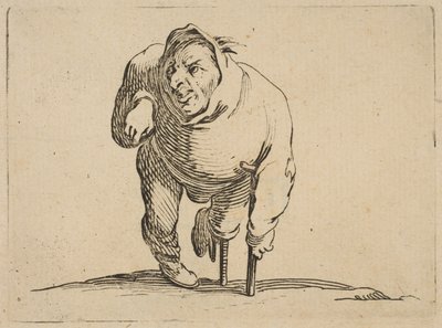 Der Krüppel mit einer Krücke und einem Holzbein, 1616-22 von Jacques Callot