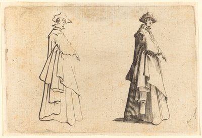 Dame im großen Mantel von Jacques Callot