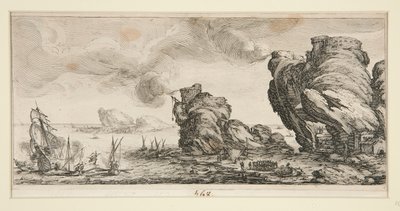 Die Seeschlacht, aus Landschaften für Giovanni de Medici von Jacques Callot