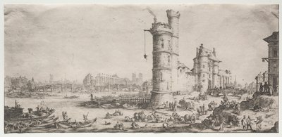 Les deux grandes vues de Paris: Vue du Pont Neuf, 1628-1630 von Jacques Callot