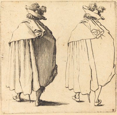 Mann im Mantel, von hinten gesehen von Jacques Callot
