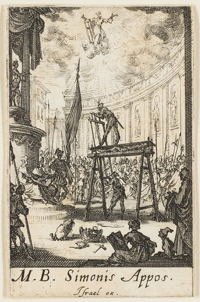 Martyrium des Heiligen Simon, Platte zehn aus Die Martyrien der Apostel von Jacques Callot
