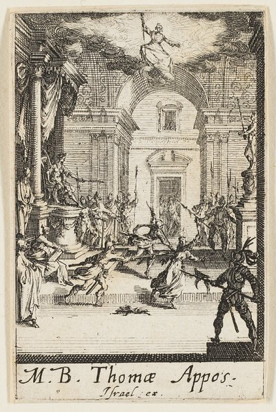 Martyrium des Heiligen Thomas, Platte sechs aus Die Martyrien der Apostel von Jacques Callot
